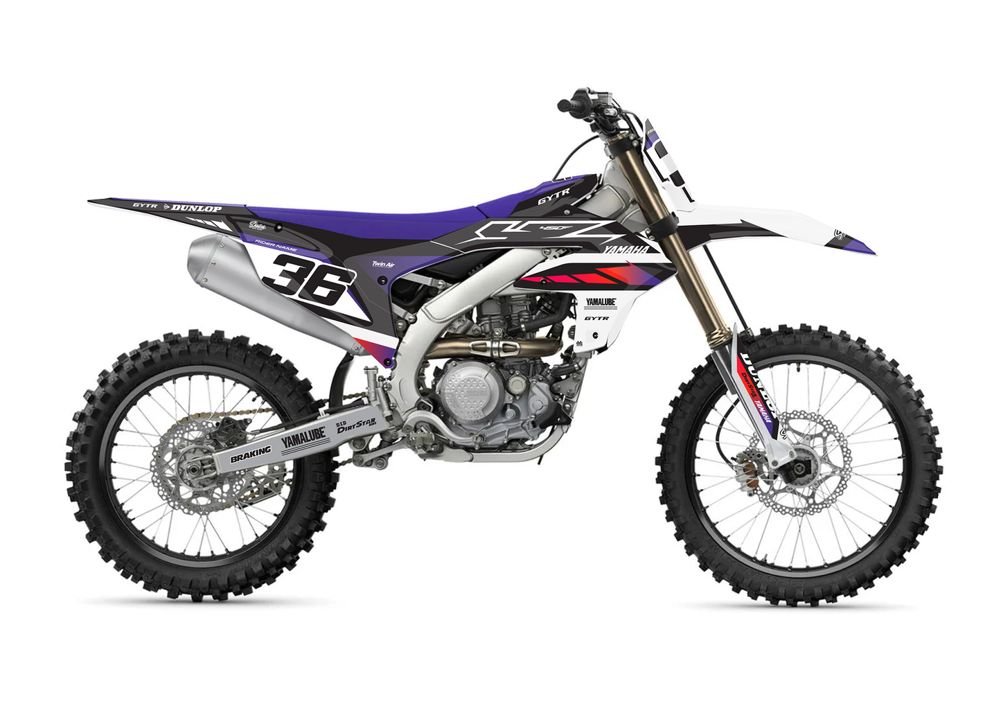 Custom Yamaha Graphics Kit - Purple and Black - Sketch Moto Design