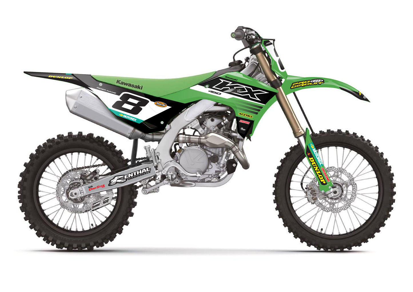 Kawasaki Racing Team Graphics Kit - Green and Black - Sketch Moto Design