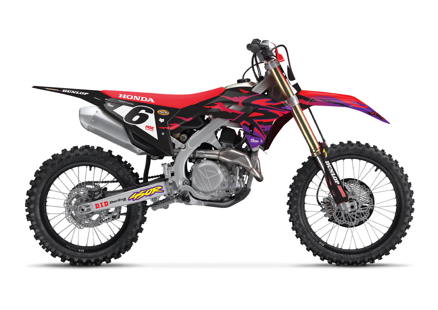 Retro Honda Graphics Kit - Purple - Black - Red - Sketch Moto Design