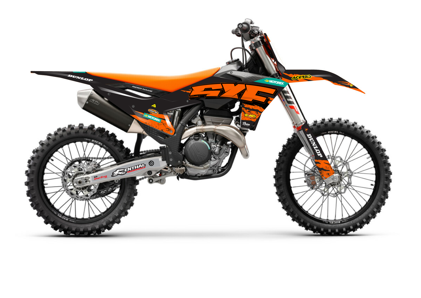 Retro KTM SXF Graphics Kit - Orange and Black - Sketch Moto Design