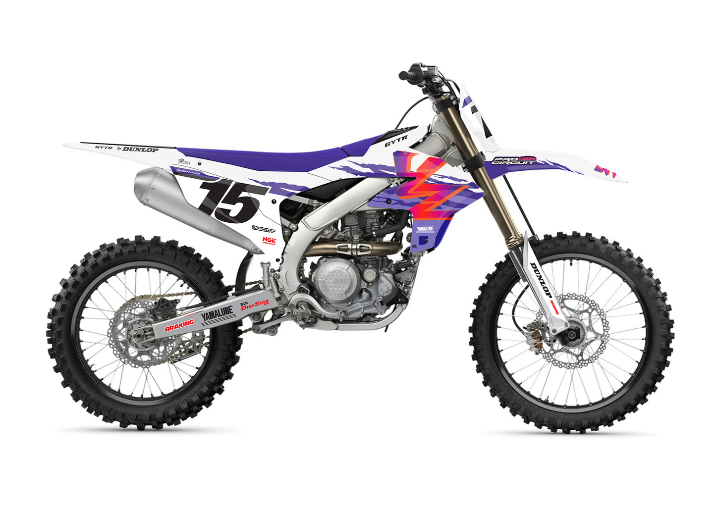 Retro Yamaha Graphics Kit - Purple and White - Sketch Moto Design