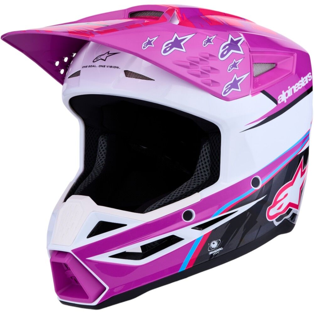 Alpinestars 2027 S-M3 Falcon Purple / White / Fluro Pink Kids Helmet