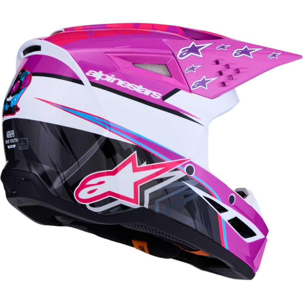 Alpinestars 2027 S-M3 Falcon Purple / White / Fluro Pink Kids Helmet