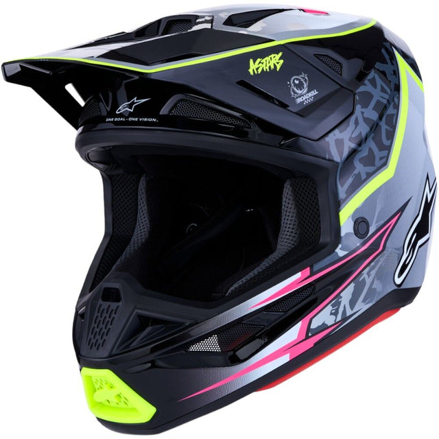 Alpinestars 2027 S-M7 Blaster Black / Grey / Flo Yellow Glossy Helmet
