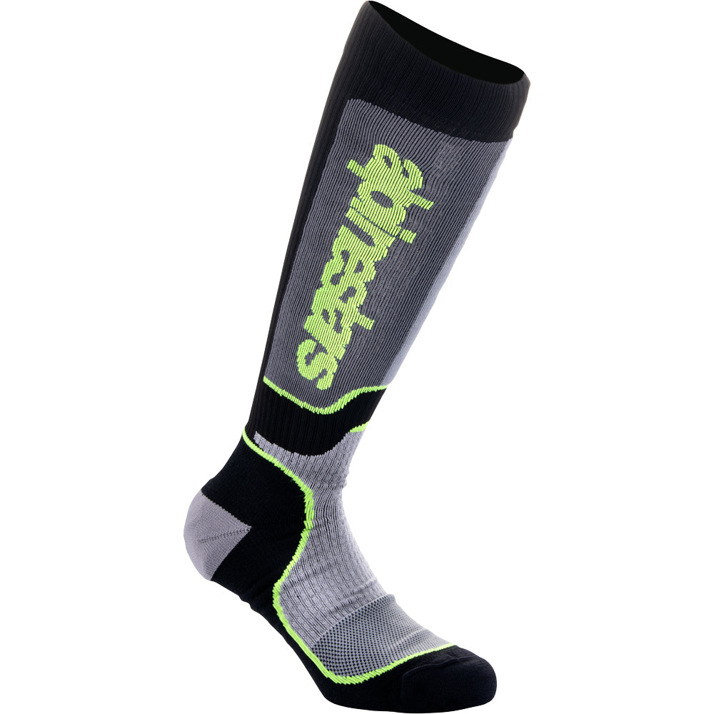Alpinestars MX Plus Black / Grey / Fluro Yellow Kids Socks