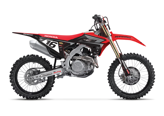 Honda Wing Graphics Kit - Red and Grey - Sketch Moto Design