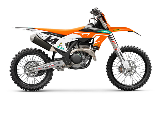 Orange and White KTM Graphics Kit - Sketch Moto Design