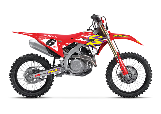 Retro Honda Graphics Kit - Red and White - Sketch Moto Design