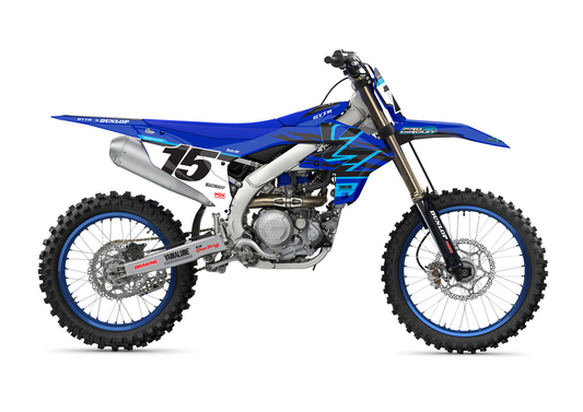 Retro Yamaha Graphics Kit - Blue and Black - Sketch Moto Design