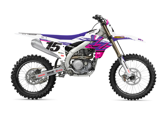 Retro Yamaha Graphics Kit - Pink and White - Sketch Moto Design