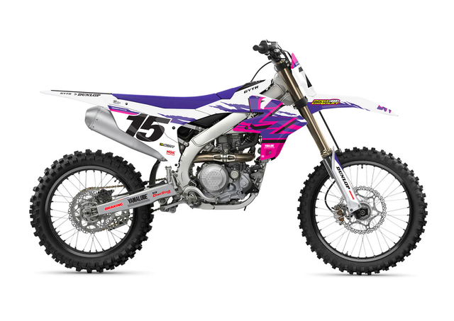 Retro Yamaha Graphics Kit - Pink and White - Sketch Moto Design